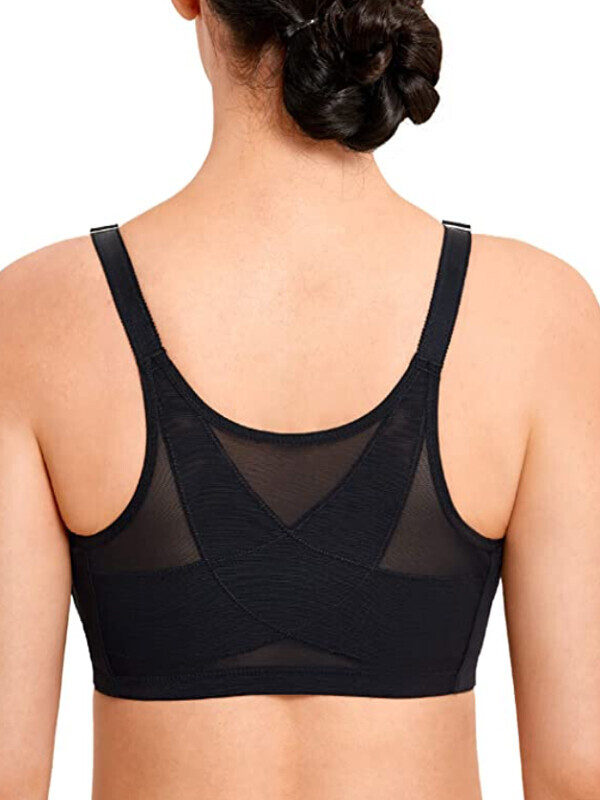 LAUDINE Women's Front Closure Lace Wireless Back Support Posture Bra Plus Size 세이브돈(savdon)