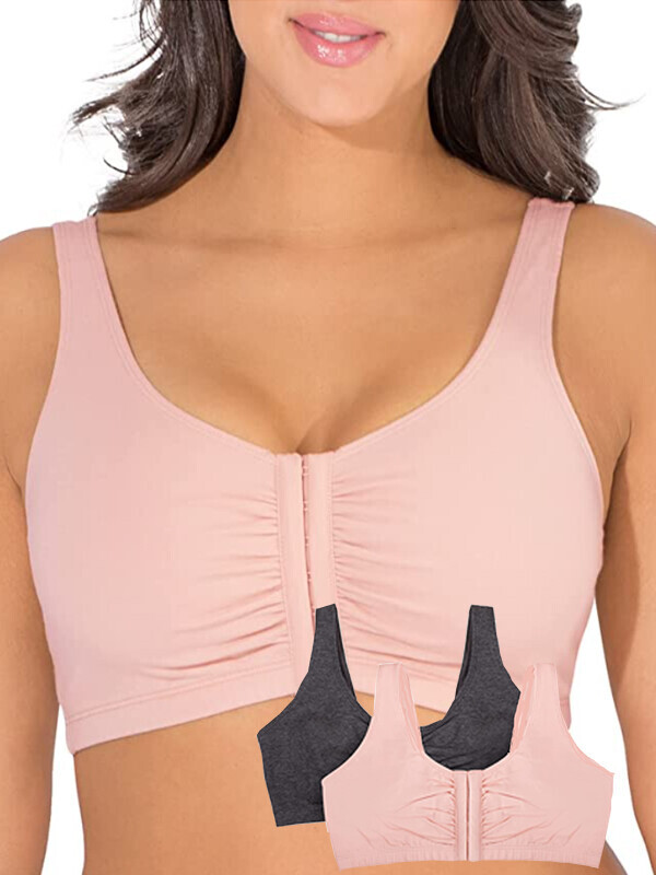 [재입고/2장 묶음] Fruit of the Loom Women's Front Closure Cotton Bra, Multipack