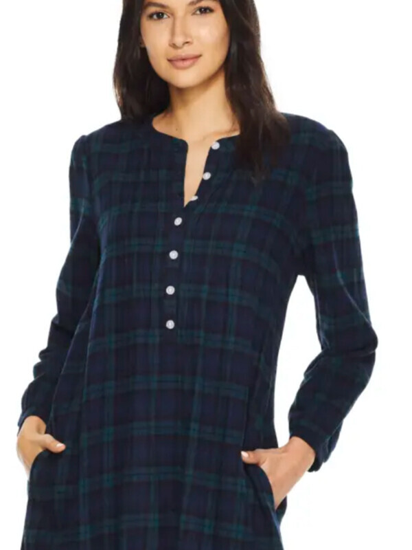 Lanz of Salzburg Plaid Pintuck Cotton Nightgown 세이브돈(savdon)