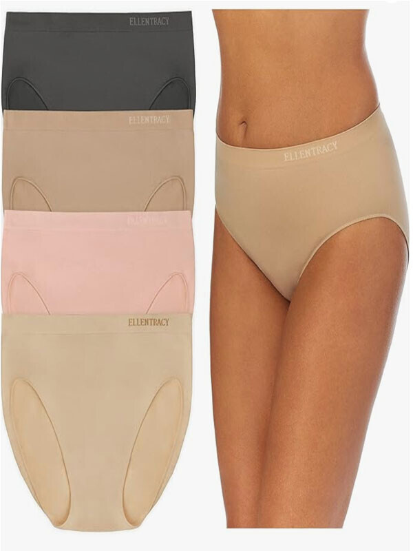 세이브돈(savdon),[90-145/4장 묶음]Ellen Tracy Women's 4 Pack Hi Cut Brief Seamless Logo Panty