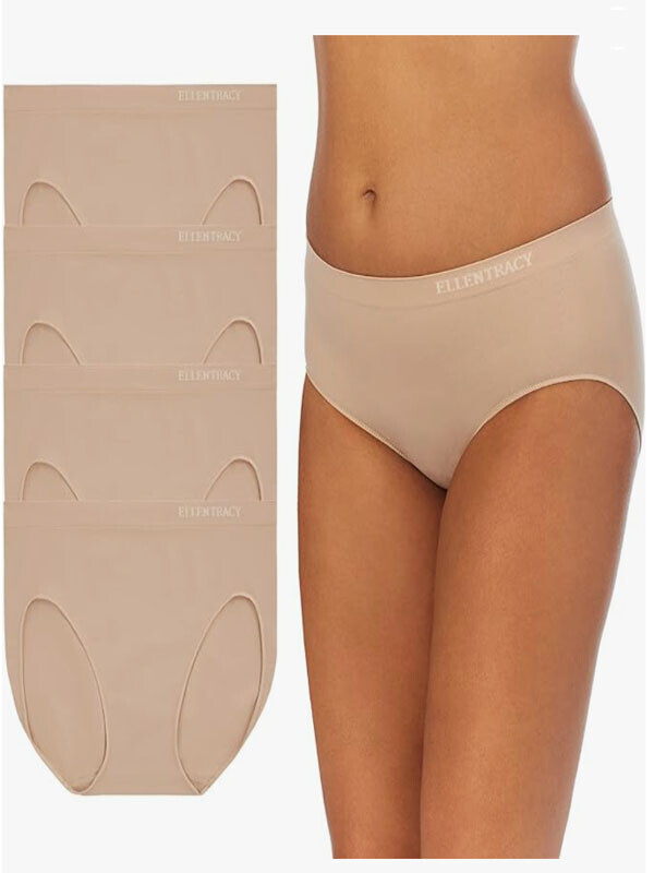 세이브돈(savdon),[90-145/4장 묶음]Ellen Tracy Women's 4 Pack Hi Cut Brief Seamless Logo Panty