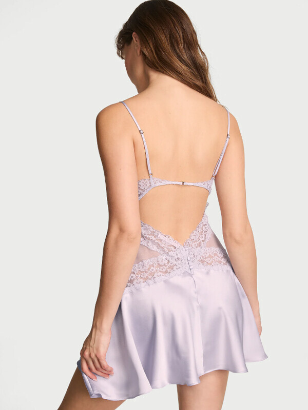 Victoria's Secret Dare to Dream Lace & Satin Flounce Slip