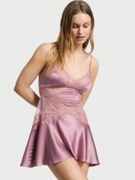 Victoria's Secret Dare to Dream Lace & Satin Flounce Slip