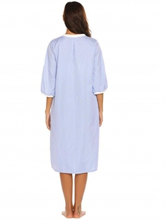 세이브돈(savdon),Ekouaer Womens Striped Sleepwear Button Dwon House Dress Short Sleeve Duster Nightgown