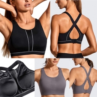 세이브돈(savdon),SYROKAN High Impact Criss Cross Sports Bras for Women High Neck Wirefree Full Coverage Padded